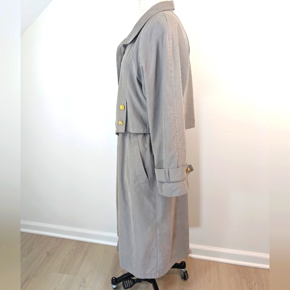 Vintage Fleet Street neutral slouchy draped trench coat W gold buttons. 10P - Picture 4 of 15